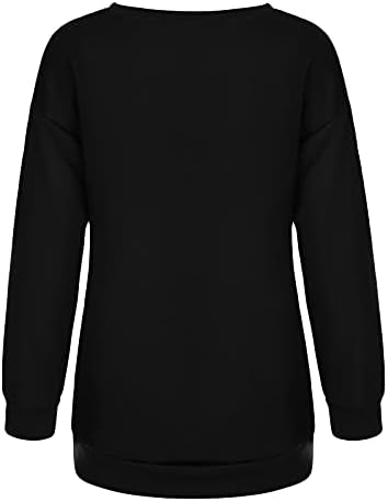 Преголема маичка за џемпери на Tifzhadiao за жени руно модни џемпери букви печати екипаж на екипаж со долги ракави пад на рамото пуловер