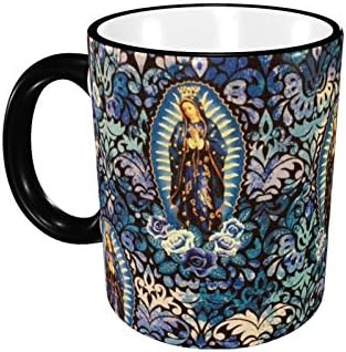 Дева Марија Религиозна католичка керамичко кафе, персонализирана чаша чај со кутија за подароци за канцеларија, машина за миење садови и микробранови