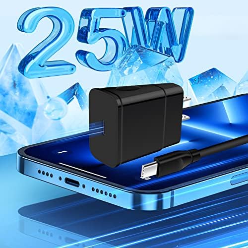 25W Samsung Super Fast Charger USB C PD Wallид за полнење и 6ft Type C кабел за Samsung Galaxy S22, S22 Ultra, S22+, S21 Ultra, S21 Fe 5G, S20, S20 Ultra, белешка 20 Ultra, Note 10, Z Fold 3, A73, A53, A13, A12