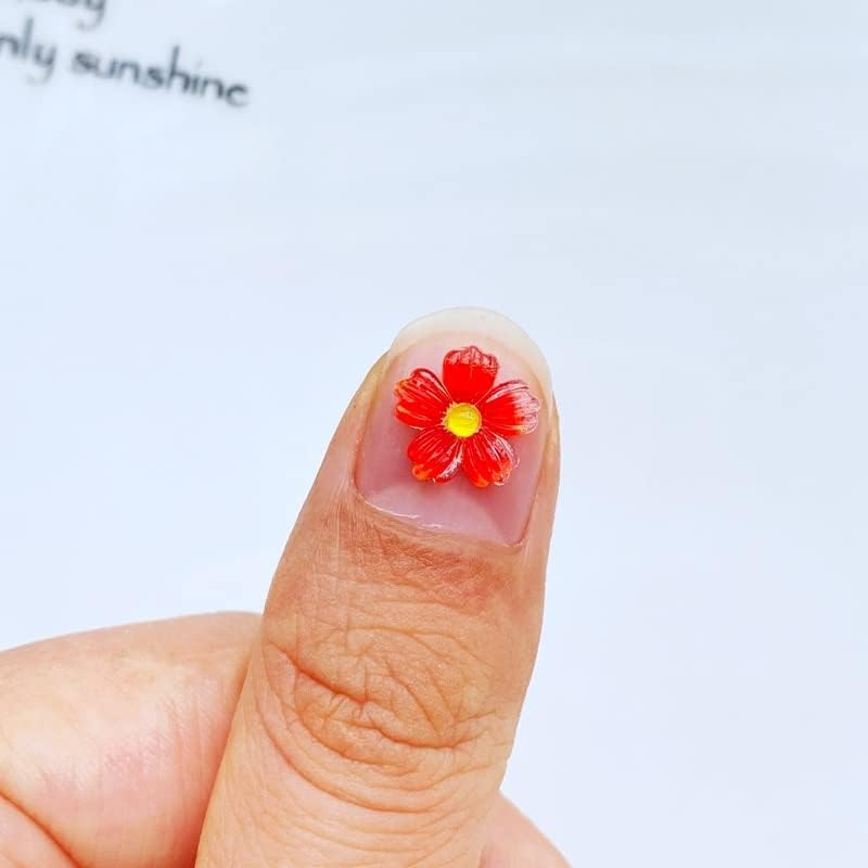 50 парчиња 10мм мини шарена убава цветна нокти уметност смола измешани бои цветни нокти уметнички привлечности цвеќе во форма на маникир -