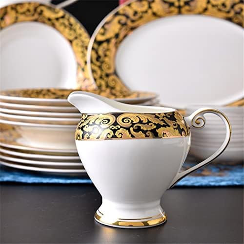 Трексд 15 парчиња класичен стил Керамички чај сет златен порцелан пијалок поставен за попладневен чај 6 лице