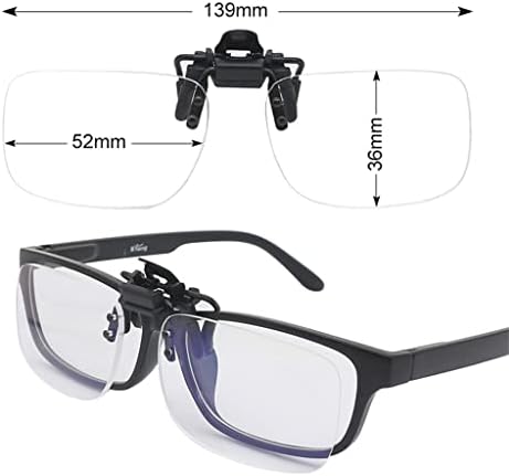 Очилата за читање на клип Wenlii -светло се превртуваат нагоре и надолу со лупа на стакло светло и лесна за носење погодна за читање