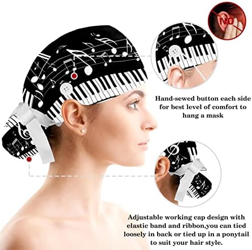 Црното пијано музика што не работи прилагодливо капаче за чистање со копчиња и лакова коса чиста за медицинска сестра и доктор