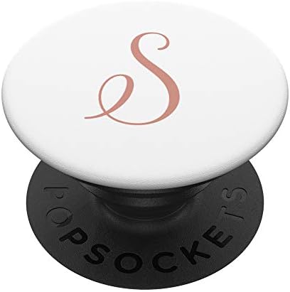 S почетната монограм руменило розова и бела капитална буква PopSockets PopGrip: Заменлива зафат за телефони и таблети