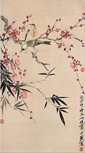 Кинески уметнички wallидни свитоци, виси wallидови, декоративни слики, уметнички стил Традиционални птици и цвеќиња Сликање печатено сликарство,
