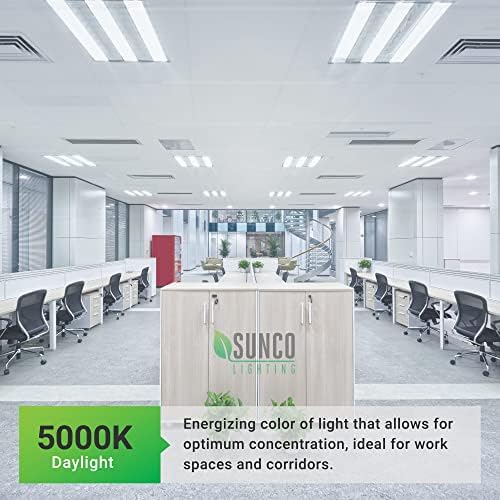 Sunco 250 Пакет T8 LED 4ft Цевка Светилки Баласт Бајпас Флуоресцентна Замена 5000K Дневна Светлина 18w Јасна Покривка Реконструкција