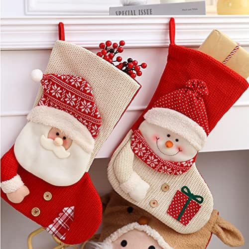 Adurus 2 пакувања Божиќни чорапи, 19 инчи плетете големи чорапи Санта снежен човек бонбони Подароци чорапи Божиќ украси украси