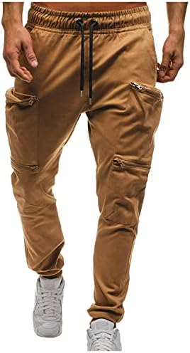 Панталони за обука на миашуи мажи џогирање патент џеб мода случајно средно-половини за спортски панталони за машки лаванда панталони