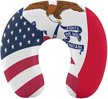 Американско И Државно Знаме На Ајова Перница За Вратот Мека Перница За Перење Перница Во Форма На Буквата У За Патување Во Домашна Канцеларија