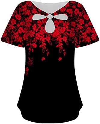 Chrortенски краток ракав цветен маица предниот дел ги отсече врвовите на туниките 2023 летни обични лабави вклопувани кошули за хеланки за хеланки