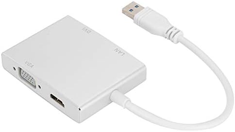 Pusokei 4 во 1 USB 3.0 VGA DVI HDMI LAN RJ45 Ethernet Network Adapter Adapter Plug и Play OS Поддршка на сите серии на Windows