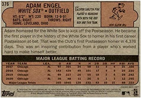 2021 Топс наследство 376 Адам Енгел Чикаго бејзбол картичка Вајт Сокс