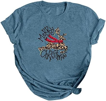Christmasените Божиќна маичка Смешна графичка подарок маички со лекови за кратки ракави за кратки ракави врвови со долга ракав Туника мета