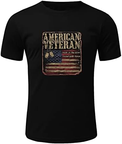XXVR Менс војник кратки ракави патриотски маици, американско знаме за печатење на знаме Денот на независноста на летните обични екипи
