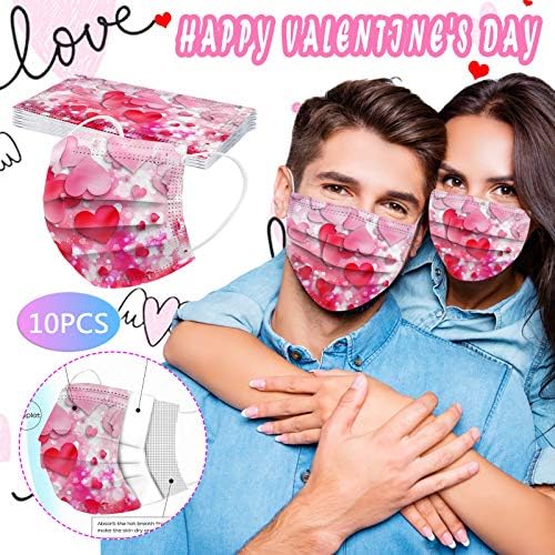 10 ПАРЧИЊА Маска За Лице За Еднократна Употреба На Денот На Вљубените За Возрасни Жени Мажи Со Црвено Срце Писмо Зимска Празнична Хартија_маска