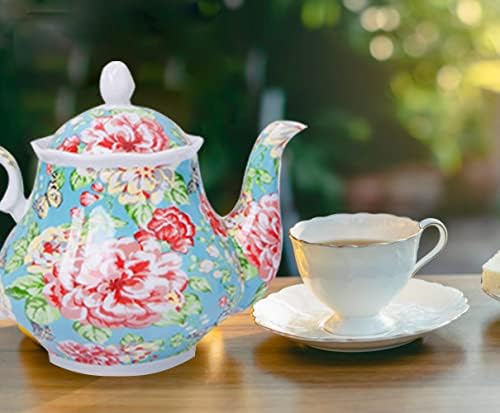 Европски стил керамички чајник кафе сад во вода тенџере порцелан гроздобер подарок чај сад - 37 мл - може да цвета