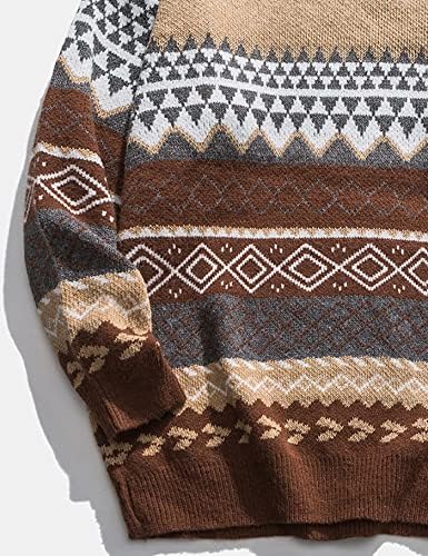 Машки есенски зимски гроздобер шарен џемпер џемпер џемпер џемпер џемпер преголем долг ракав, обичен скокач плетен врвови на врвови.