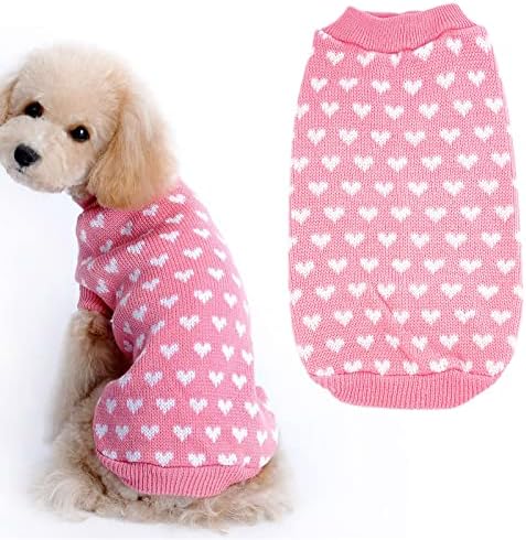Honprad кученце кампување облека мачка домашно милениче џемпер симпатична срцева шема за кучиња облека миленичиња зачудува џемпери за