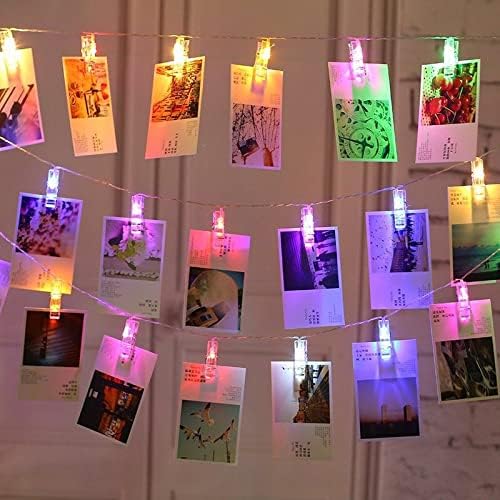LED стринг светла на Ppechot со фото клипови, божиќна забава за декорација на забави, клипови за декорација на wallидови во позадина, светла за