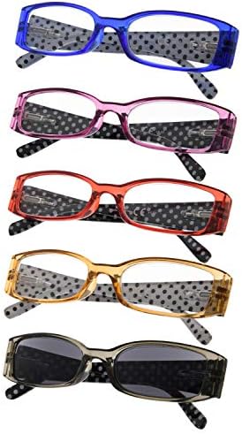 Очила за очи 5 Пара Полка Точки Дизајн На Шема Очила За Читање За Жени Што Читаат Вклучуваат Очила За Сонце За Читатели +1,75