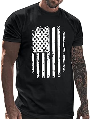 Убст патриотски маици за мажи, гроздобер потресено американско знаме маица летен војник со кратки ракави екипаж на екипаж на врвови