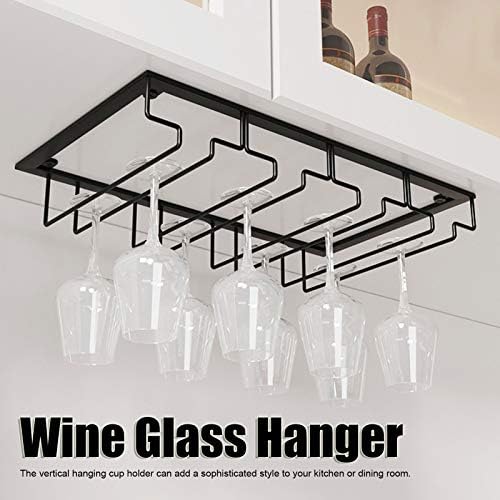Стаклена решетка за вино, превртен дизајн под држач за стакло од стакло од вино, држач за висина на железо за кабинет, за декор во кујната,