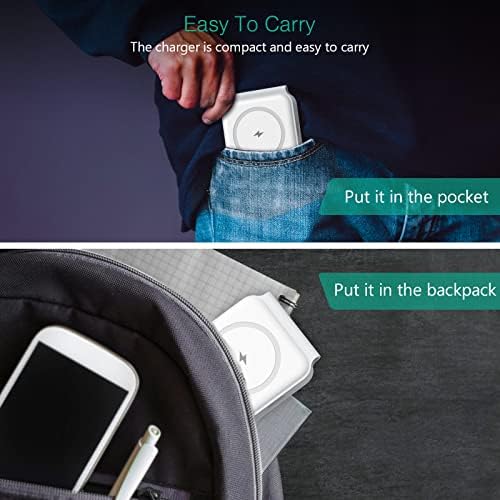 Безжичен полнач Орија, 3 во 1 безжичен полнач, патнички полнач за повеќе уреди, преклопна подлога за полнење, бела, без адаптер