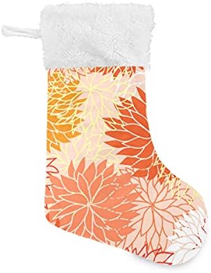 Божиќни чорапи на Алаза, 18 инчи ласкави со големи цвеќиња од хризантема и кадифен лаки за крзно манжетни, за украси за семејни