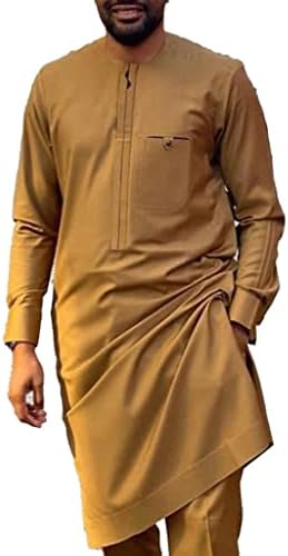 Традиционална маичка кошула и панталони за машка кошула и панталони со 2 парчиња сет луксузна печатена облека со долг ракав врв