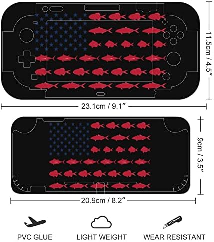 Американски налепници за знаме за риболов со целосна обвивка за затрупани налепници на кожата на кожата, компатибилни за Nintendo Switch