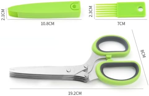 Nipogear петслојни ножици, не'рѓосувачки челик, мулти-слојни рендан зелен кромид ножици, петслојни ножици за зеленчук, кујнски алати.