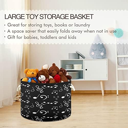Кигаи памук јаже корпа Музика црна голема корпа за складирање за играчки ќебе за перење бебе за расадник, плакарот, спалната соба, домашната организација
