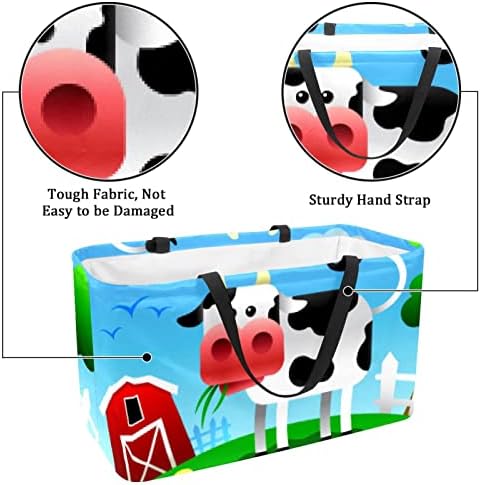 Кошар за еднократно шопинг крава симпатична цртана филмска преносна виткање пикник намирници торбички за перење торба за торба за купување