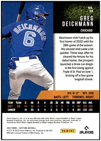 Greg Deichmann RC 2022 Panini Capstone Red 28 Rookie NM+ -MT+ MLB Baseball Cubs