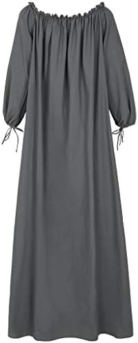 Плус фустан со големина, женска плус големина дневно секојдневно отворено рамо гроздобер лабава макси фустан