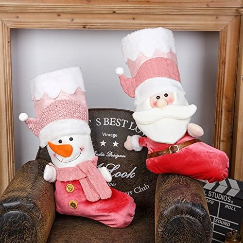 21 инчи Божиќни чорапи розови божиќни чорапи камин виси бонбони чорапи чорапи дома одмор Божиќни украси Божиќни украси врата Божиќни
