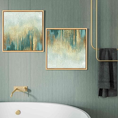 QTespeii Голема апстрактна wallидна уметност златна рамка мудрец со печатење на чајници модерни постелнина платно слики wallидни декории
