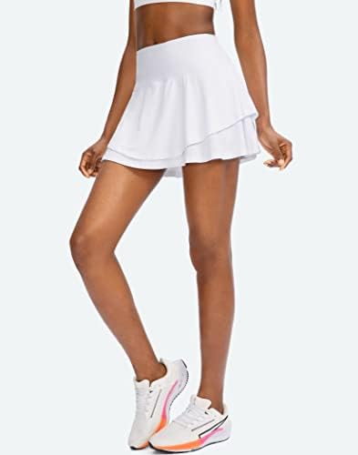 Плетирано тениско здолниште за жени со шорцеви 4 џебови со високи женски тренинзи за жени кои трчаат атлетски голф здолништа за жени