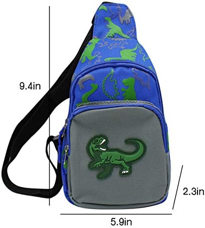 Симпатична мала торба за прашка торба со рамо на градите, цртан филм диносаурус фани пакет со вкрстена торба за патување на отворено пешачење