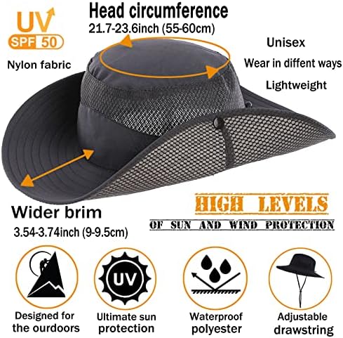 Аенмт Сонце капа за мажи/жени, широка капа за заштита од корпа за заштита, водоотпорна машка капа за бени за риболов пешачење градина