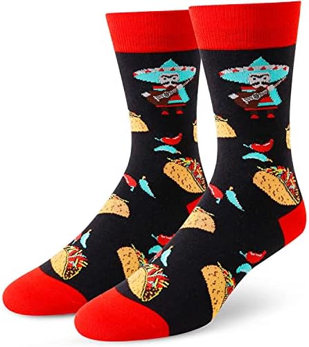 Happypop унисекс чорапи со печурки покер чорапи, смешни печурки покер подароци мажи жени, новини луди чорапи за храна