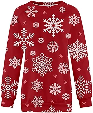 Меки џемпери за жени на екипаж на екипаж на весели Божиќни резервоари опремени преголеми деловни обични врвови за жени