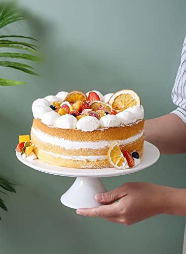 Охвиш 10-инчен порцелански штанд за торта, плоча за торта, штанд за десерт, штанд за украсување дома, штанд за кекс за забави, свадби, туш за
