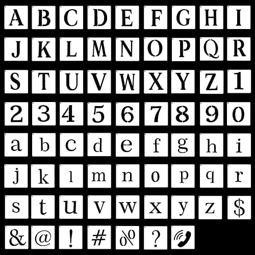 2 -инчни букви матрици симболи броеви занаетчиски матрици, 70 парчиња образложени пластични шаблони за сликање поставени идеални