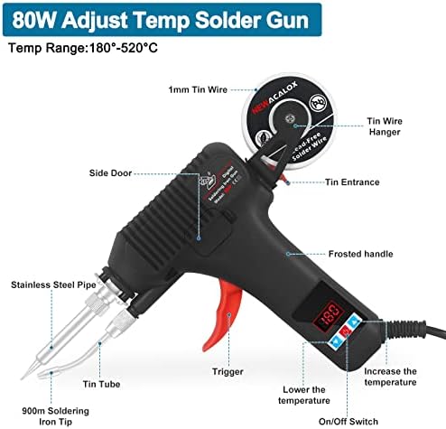 Комплет за пиштол за лемење со LED дисплеј за прилагодување на Temp, автоматско испратете го калај лемење железо поставено за