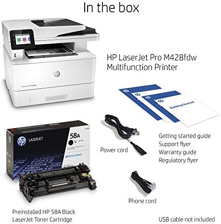 HP LaserJet Pro MFP M428fdw Безжичен Монохроматски Сите-Во-Едно Печатач со вграден Етернет &засилувач; 2-странично печатење, работи Со