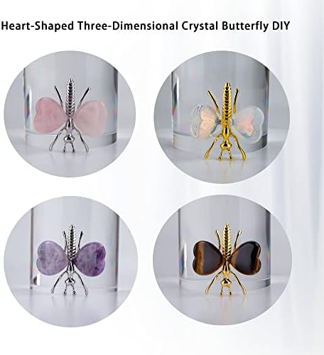 Улвски 4 природен кристал loveубов пеперутка DIY мини шарена статуа на пеперутка статуа колекција Loveубов кристал подарок дома