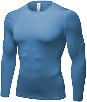 Машки атлетски кошули за компресија со долг ракав базен-слој Брзо суво вклопување кошули за вежбање кои трчаат фудбалски врвови под подмачкување