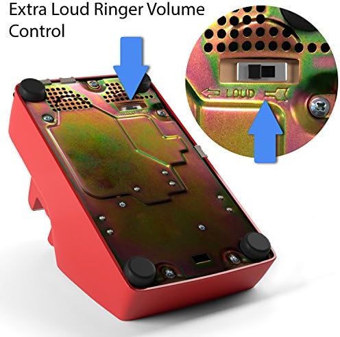 Домашна интуиција Класичен кабел телефон за телефон со оштетен слух за сениори со дополнителен гласен рингер, црвено