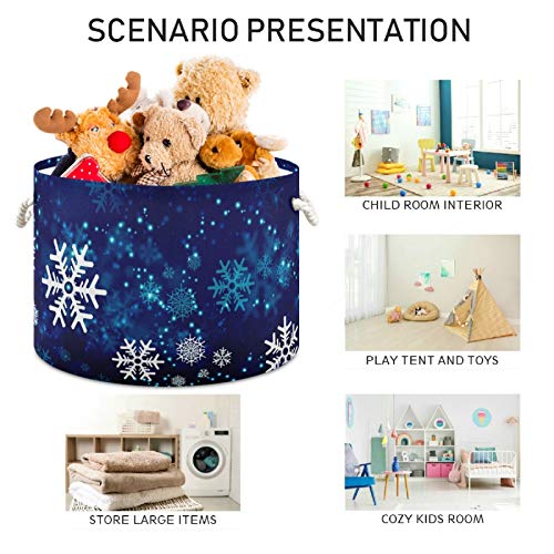 Голема корпа за складирање - Божиќно зимски снегулки платно дома Организациско решение за складирање на играчки за бебиња и деца